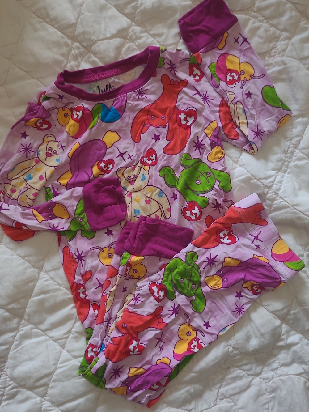 Lulla By CoZco Bamboo Purple Beanie Babies Pajama Set